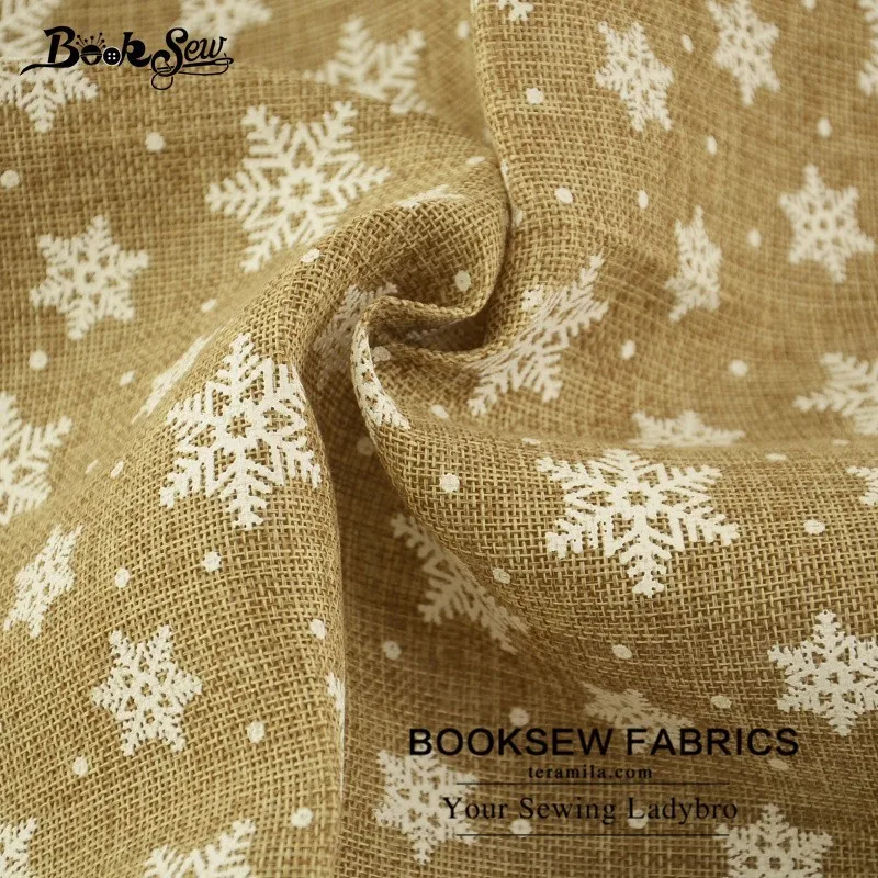 Booksew Лен Ткань 50x150 см Новогодние товары Вышивание ткань Снежинка Дизайн для