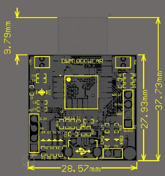US $139.99 For DW1000 wear development board DW1000 DWM1000 small and easy to carry tag