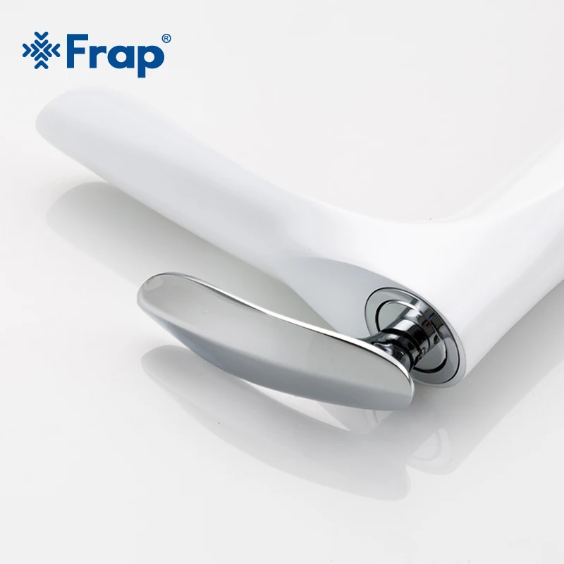 Preise FRAP Groß Messing Weiß Und Chrome Finish Badezimmer Wasserhahn Einzigen Griff Bad Armaturen Heißer Kalten Wasser Mischer Waschbecken Wasserhahn Y10097