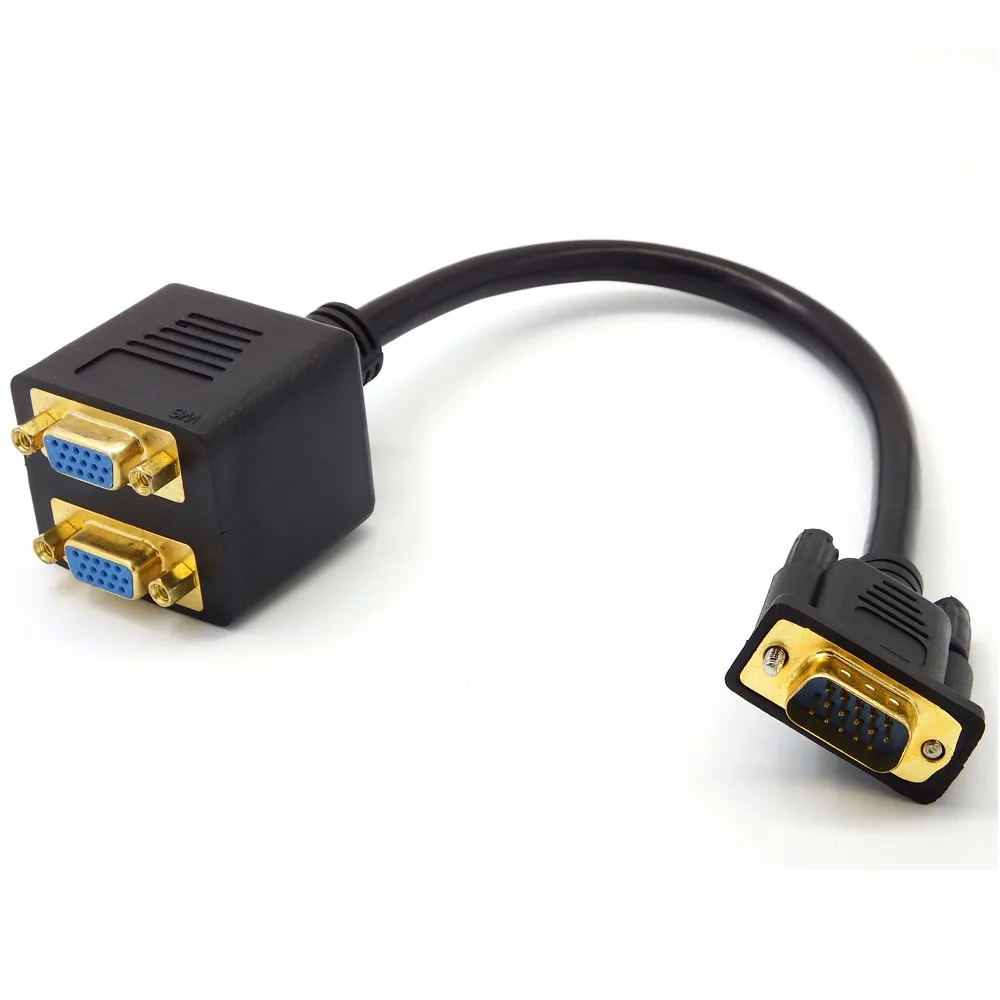 30CM 1 VGA Male to 2 VGA Female VGA Monitor Y Splitter Cable