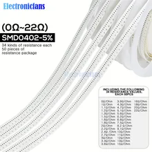 1700 pz/lotto 0402 SMD Resistenza di 0R-10 M Ohm 5% 1/16W 0.25W Chip di Resistenza Fissa resistor Assortiti Kit 34 Valori X 50pcs = 1700pcs