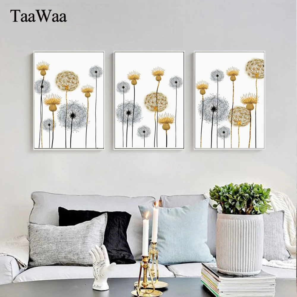 

TAAWAA Dandelion Flower Nordic Poster and Print Wall Art Canvas Painting Minimalist Decorative Picture for Living Room