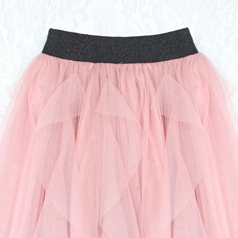 От 2 до 14 лет для девочек розовый юбка-пачка Дети Принцесса длинные плиссированные юбки хлопок подкладка сетка плиссе Pettiskirt
