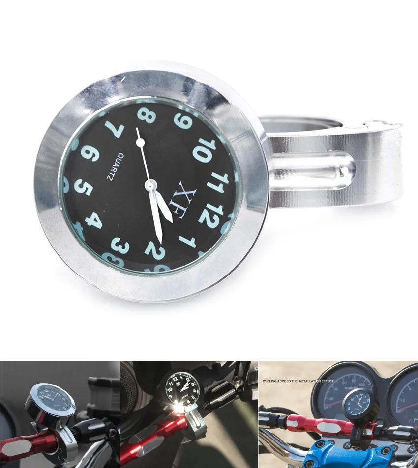 Chrome 7/8 Popular Motorcycle Accessory Handlebar Mount Clock Watch