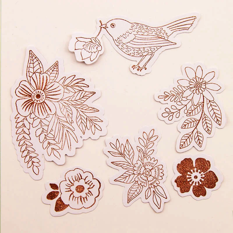 

Flower Clear Rubber stamp Dies Set Bird Words Metal Cutting Dies and stamps with dies for bookmark DIY card making scrapbooking