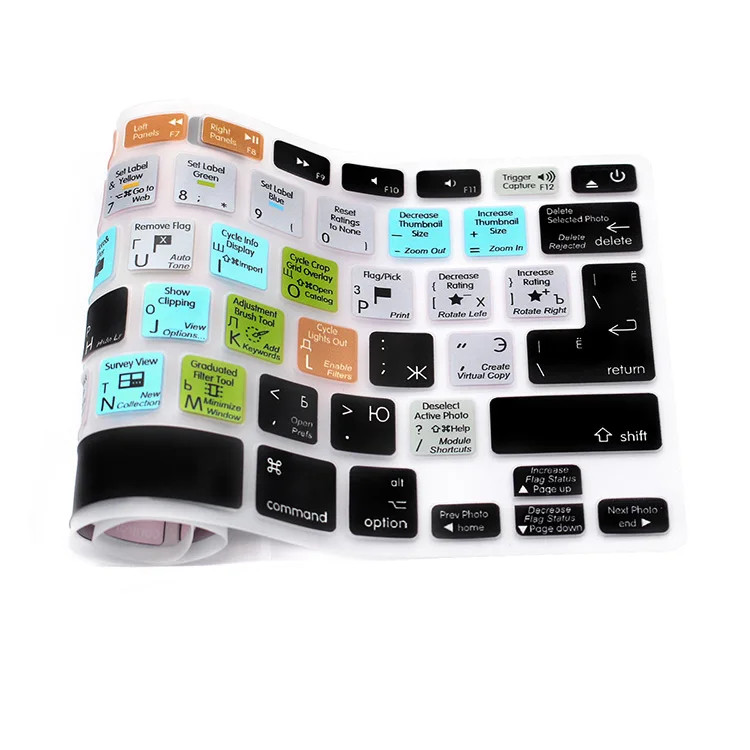 HRH Lightroom русская функция силиконовая клавиатура Обложка кожи для Mac Air Pro retina 1" 15" 1" ЕС/США клавиатура защитная пленка
