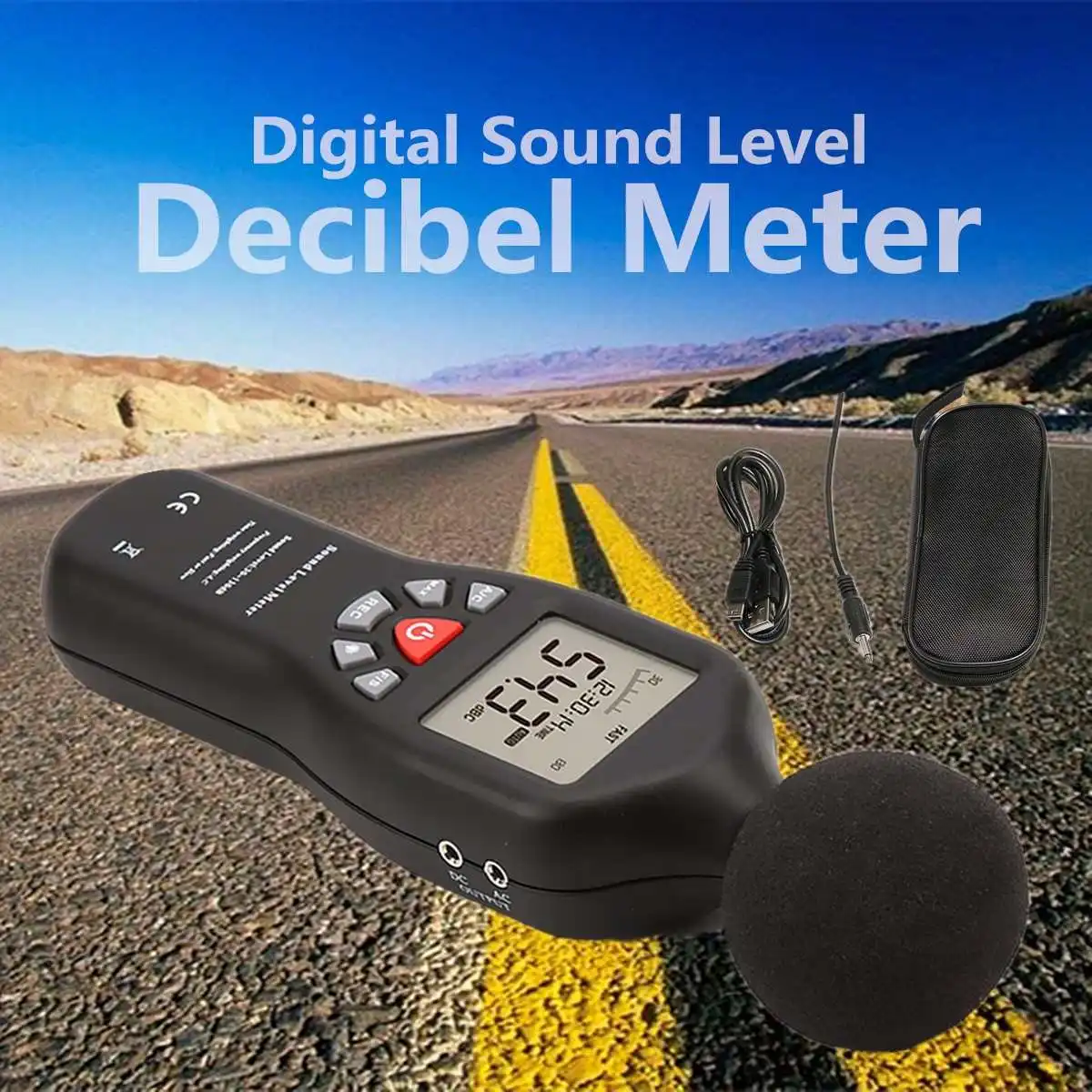 

LCD Digital Sound Level Decibel Noise Detector 30-130dB Meter Logger Tester Measurement Time Display Auto Off Measuring Decibels