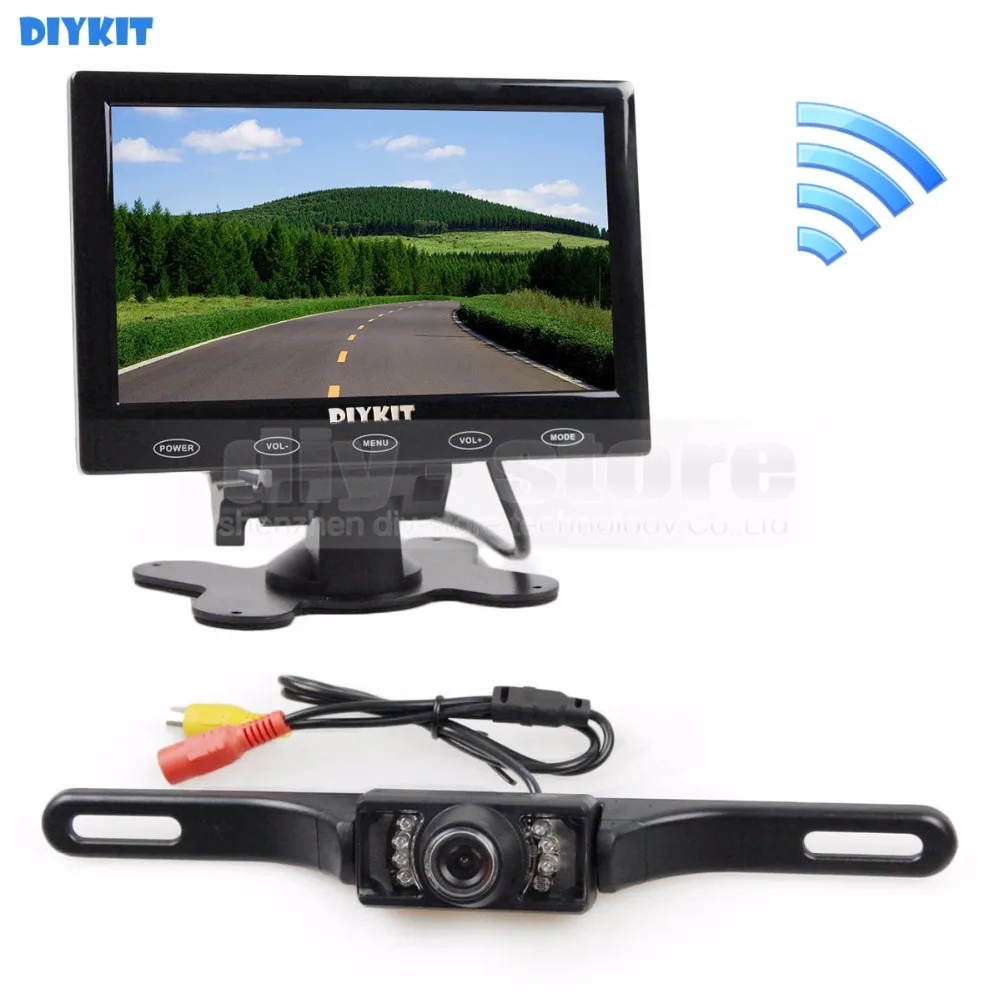 

DIYKIT 7 inch Touch Button Ultra-thin Car Monitor + IR Rear View Camera Wireless Parking Assistance System Kit
