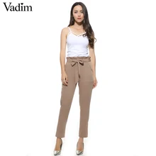 Женские OL шифоновые штаны-шаровары с высокой талией, с галстуком-бабочкой, на завязках, с эластичным поясом, с карманами, повседневные брюки, pantalones ZC047