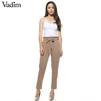 vadim women OL chiffon high waist elastic waist casual