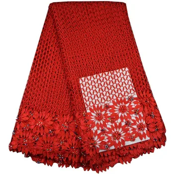 

2017 African Cord Lace Fabric Red Embroidered Guipure Lace Fabric High Quality Swiss Cotton Nigeria Cord Lace Wedding Fabrics