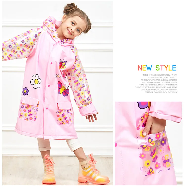 7.Toddler Kids Raincoat EVA Rain Coat Hooded Boys Girls Rain Poncho Impermeable Raincoat For Children With Schoolbag