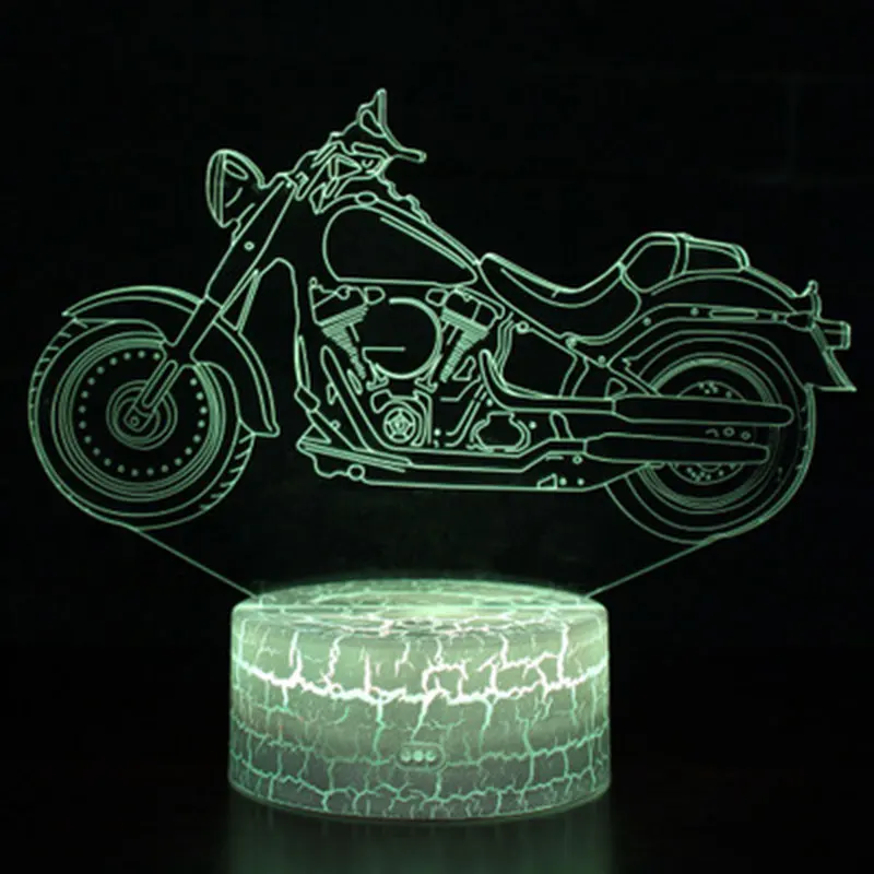 Винтажная мотоциклетная тема 3D светодиодный лампа светодиодный ночник 7 цветов Изменение сенсорного настроения лампа Рождественский