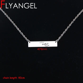 

FLYANGEL Engraved Little Sister Bar Necklace For Best Sister Friends Jewelry Gifts Fashion Link Chain Necklace