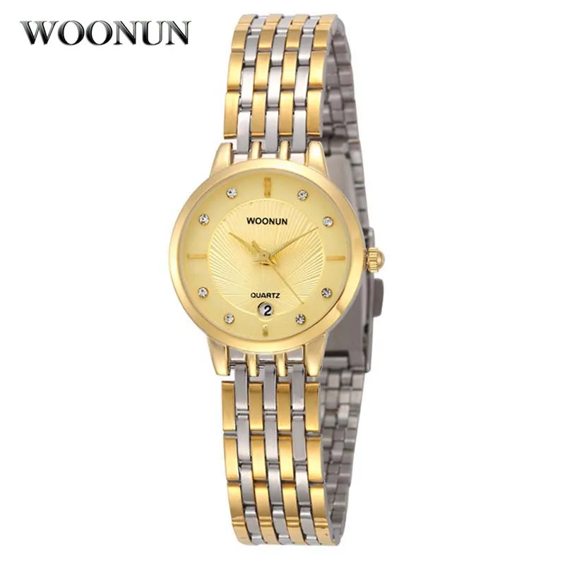 

Top Quality Luxury Gold Lady's Wristwatch Woonun Brand Full Steel Quartz Women Watches Luxury Female Watches Hours Reloj Mujer