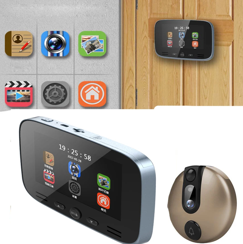 

4.3" LCD Color Screen Doorbell Viewer Digital Door Peephole Viewer Camera Door Eye Video record 120 Degrees Night vision