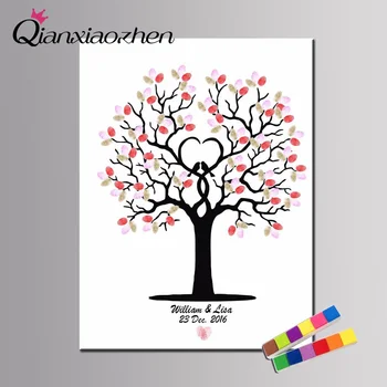 

Qianxiaozhen Personalized Tree Fingerprint Wedding Guest Book Wedding Decoration Mariage Gastenboek Arbol De Huellas Para Boda