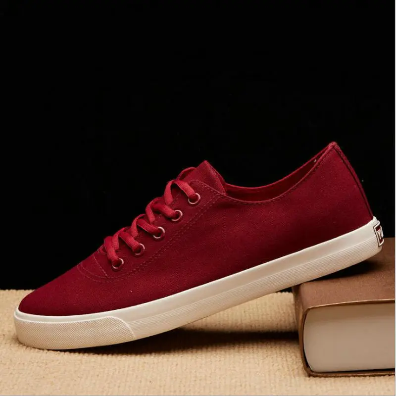 Summer Breathable Black Red Bule White Casual Vulcanized Shoes Boys lace up Breathable Flats Classic Men Canvas Shoes NN-19