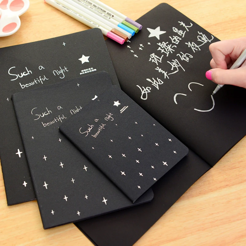 Notebook Diary Black Paper Notepad 16K 32K 56K Sketch Graffiti for Drawing Painting Office School Stationery Gifts | Канцтовары для