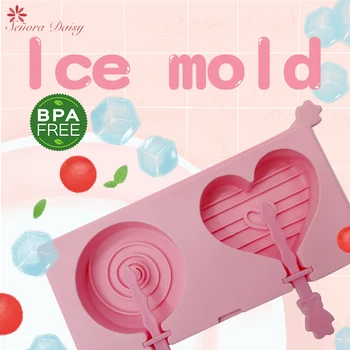 

Silicone Ice Cube Popsicle Tray Homemade Frozen Maker Ice Cream Sticker Kitchen Cube molds Cartoon Ice Tray DIY Mold For Kids