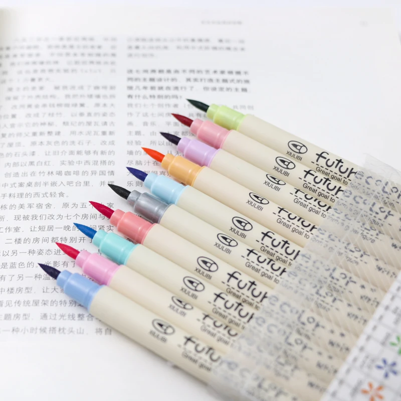 10 шт Мягкий Цвет кисть ручки для каллиграфии для письма маркер для надписей канцелярские школьные наборы для рисования canetas Escolar FB805