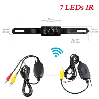 

Wireless 2.4GHz transmitter/receiver set 12V with car backup camera rear view camera 7 LED IR Night vision parking assistance