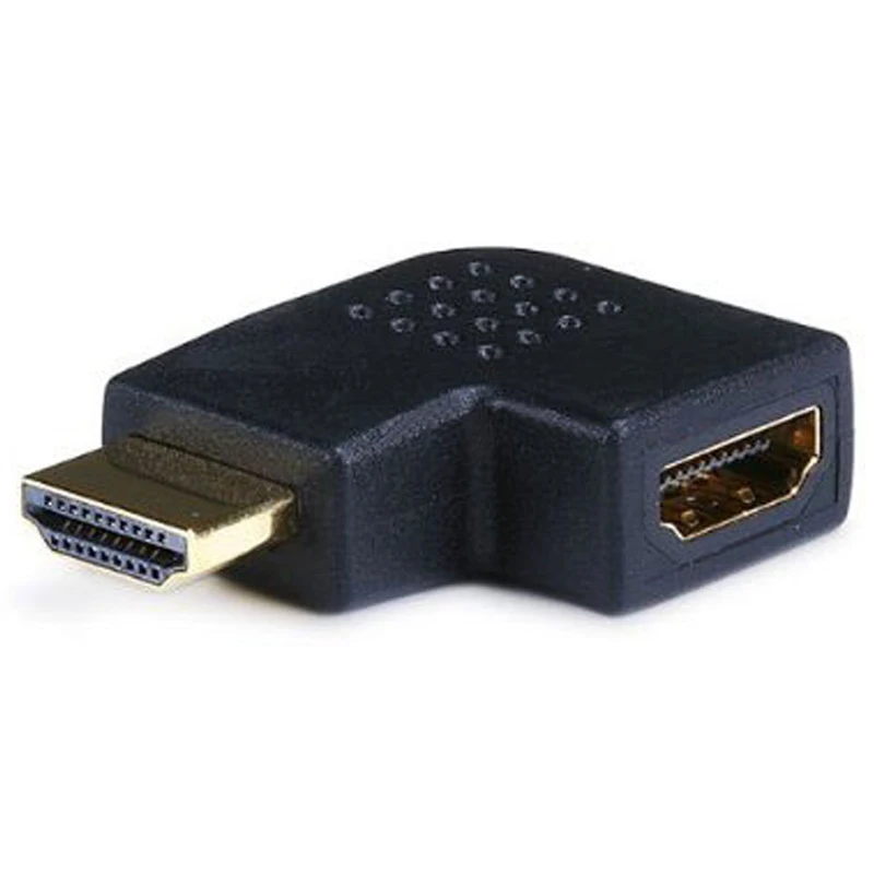 ABHU-позолоченный HDMI адаптер с прямым углом (папа-женщина)-90 градусов-вертикальный плоский левый