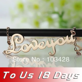 

AILIN Freeshipping- Personalized Name Necklaces Rose Gold Color Initials Nameplate Necklace Fashion Customized Name Jewelry