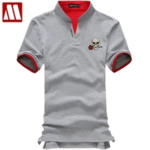 Летняя рубашка поло с коротким рукавом, Мужская Однотонная футболка с изображением розового черепа, трикотажные изделия с вышивкой, крутые мужские рубашки поло, рубашки для мужчин, большие размеры