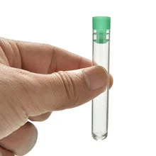 10Pcs 12x75mm Hard Plastic Tube Polystyrene Test Tube High Transparency Clear Tubes With Caps Stopper School Lab Supplies