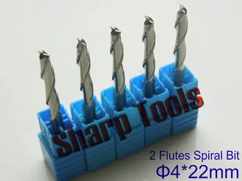 

4*22MM 2 Flutes Spiral Solid Carbide End Mills Tools CNC Wood Cutter, High Quality Woodworking Milling Cutters for Wood Router