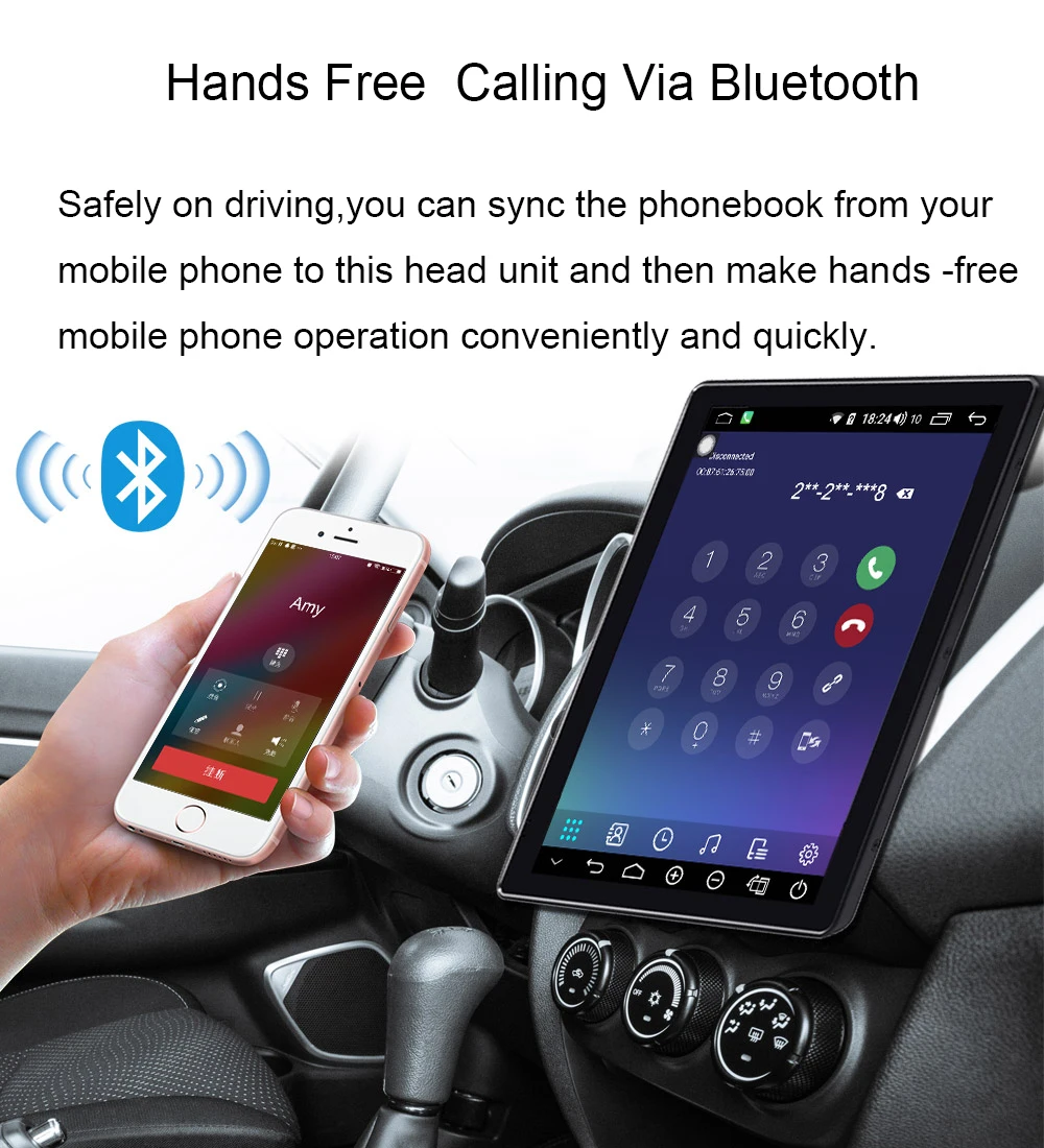 Excellent 9.7" Single Din Auto Radio Android 8.1 4GB/64GB GPS Wifi Built in 4G Modem DSP Wireless Bluetooth Carplay Rear View Camera 4