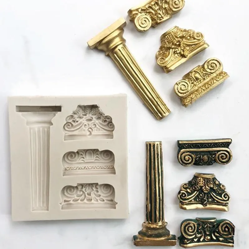 European pattern retro European Roman column fondant cake mold silicone chocolate fudge dry Pez mold baking utensils