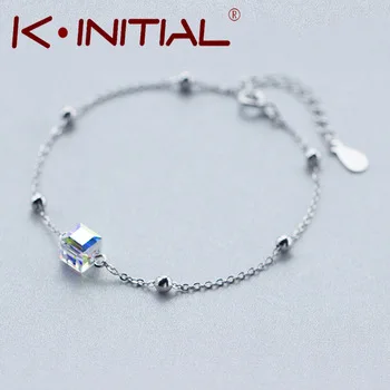 Kinitial, браслет с крестиком, бесконечные браслеты, подарок подружки невесты, 925 серебряные манжеты, двойные линии, браслеты для женщин, ювелирные изделия