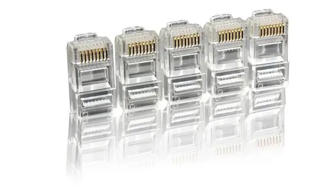 50pcs 100pcs EZ rj45 connector cat6 cat5e network connector 8P8C cat5 shielded modular rj45 plug terminals have hole