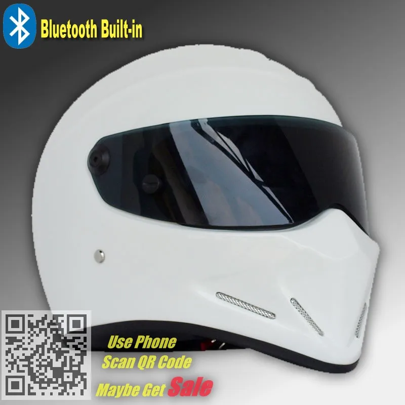 TopGear stig-белый шлем с Bluetooth встроенный/шлем Capacete Casco De с черный с козырьком С телефонным звонком Интерком мотор