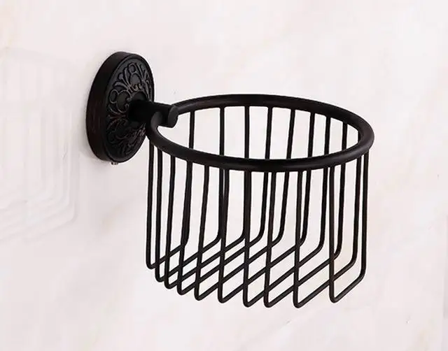 

Free shipping Oil Rubbed Bronze Wall Mounted Roll Holders Paper Holders Bathroom Basket Bathroom Accessories Paper Basket