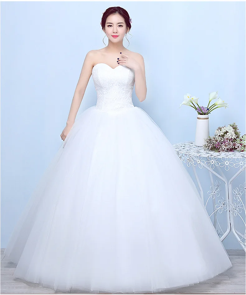 Simple Generous Lace Wedding Dress Strapless Off White Fashion