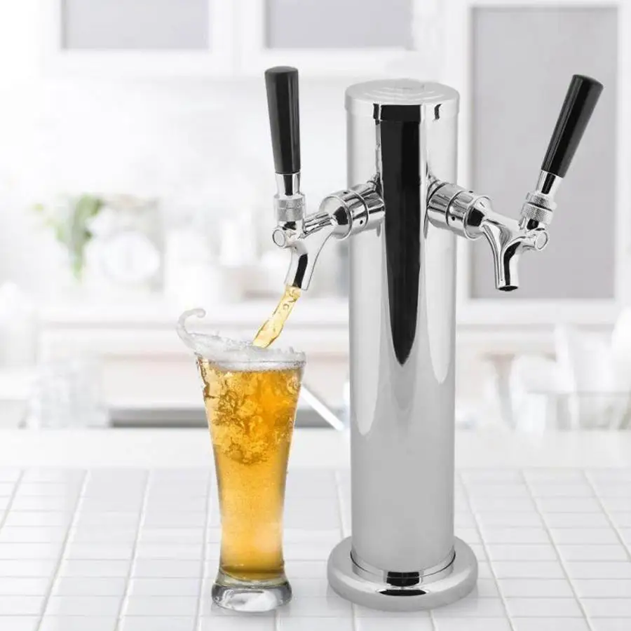 

Beer Tower Faucet Double-headed Tap Easy Installation Beer Faucet Bar Accessories Stainless Steel