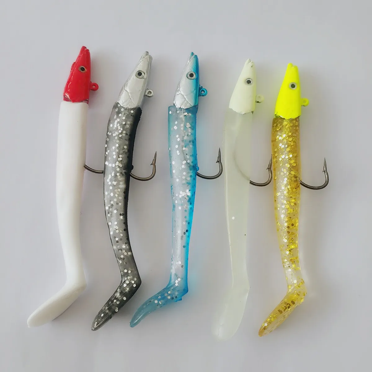 

5pcs/lot Jig Fish Lead Head Sinking Fishing Lure 11cm/22g SaltWater Natural Artificial Wobblers Soft Rubber Silicone Bait Pesca