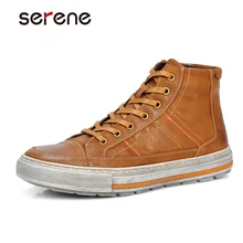 SERENE Men Oxford Shoes Nubuck Leather Lace-Up Flats Vintage Design Italian Techonology Martin Boots Casual Botas Plus size 3215