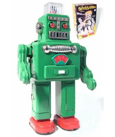 

Vintage Children Toys Tin Robots Wind up Toys Home Collection Retro Craft TR2011 Electric Robot Tintoy