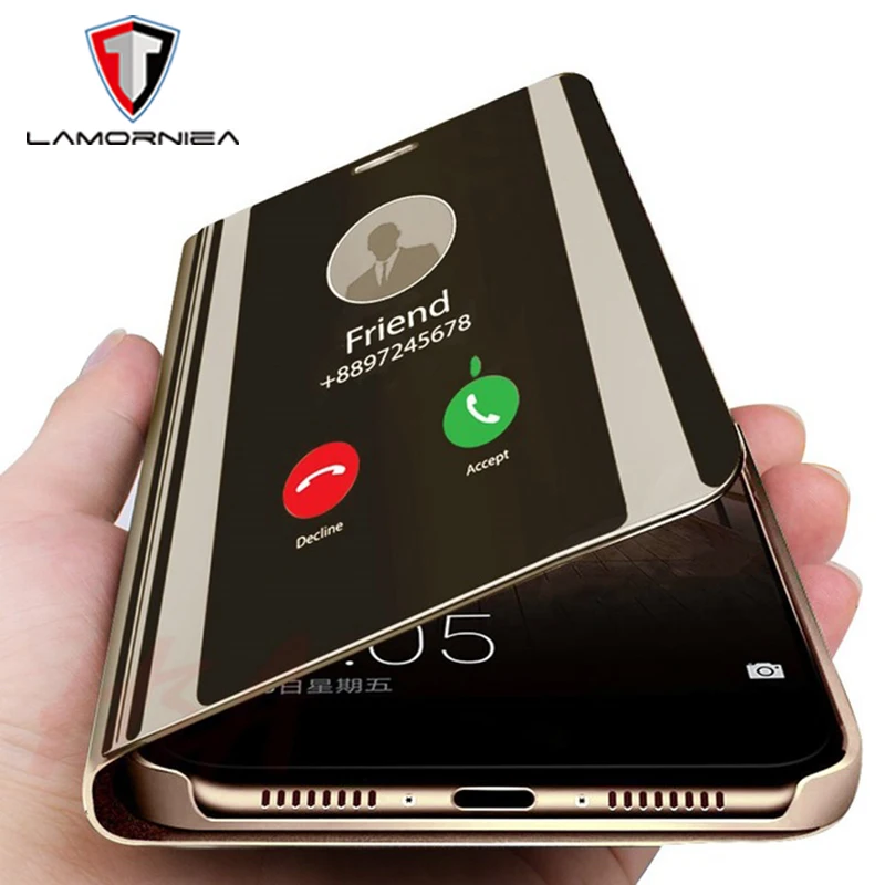 

Clear Mirror Flip Back Phone Case For XiaoMi RedMi Note 7 PC Case Shockproof Cover For XiaoMi RedMi 7 6 Pro Note 6 Pro RedMi Go