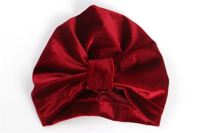 Золотая Бархатная шапка-тюрбан для девочек, детская тюрбан, повязка на голову, повязка на голову, аксессуары для Бандан, индийский головной убор, головной платок, повязка на голову - Цвет: 7