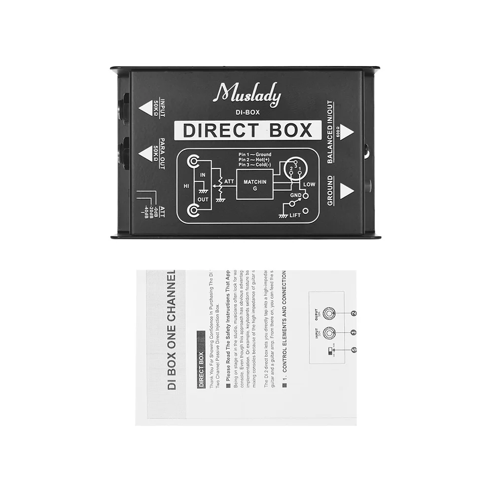 

Muslady Professional Single Channel Passive DI-Box Direct Injection Audio Box for Electric Guitar Bass Live Performance