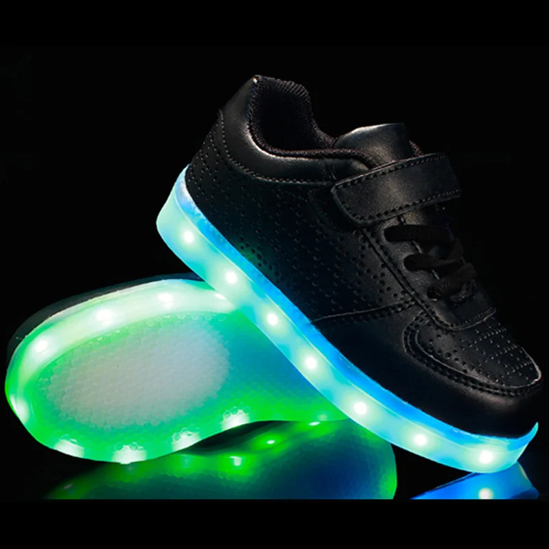 black and white light up shoes