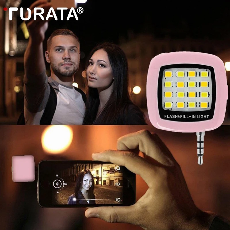 

TURATA Portable Mini LED Selfie Flash Fill-in Light Cellphone Camera Pocket Spotlight Photo Video Light Lamp Speedlite for Phone