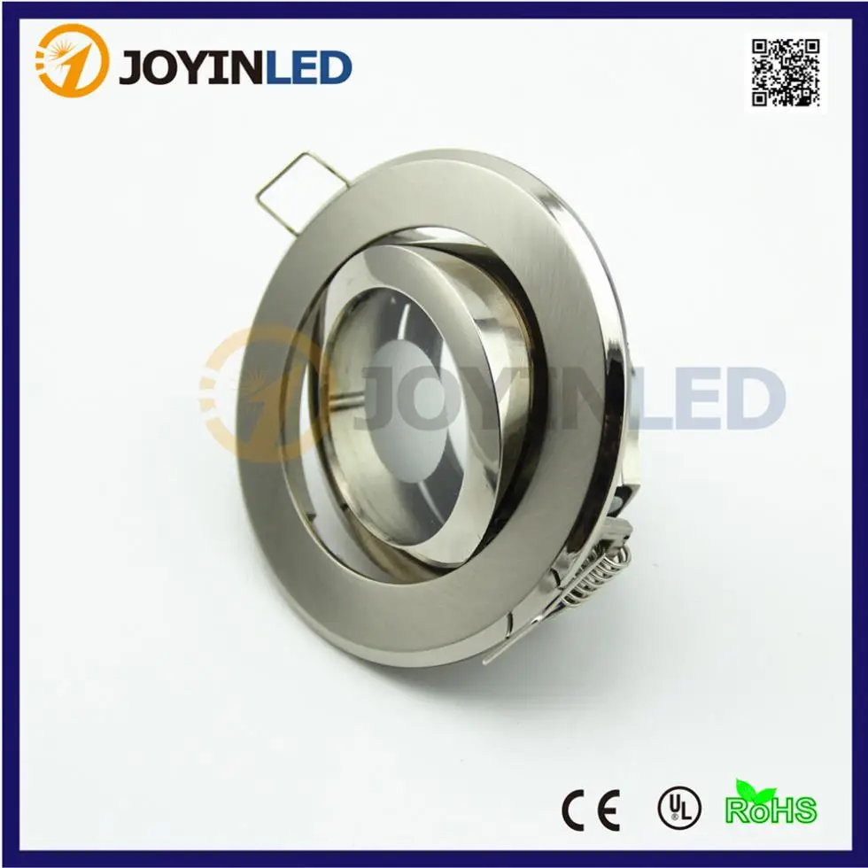 Free ship 6pcs recessed LED Ceiling lamp holder spotlight fixture gu10 mr16 socket circle satin fitting