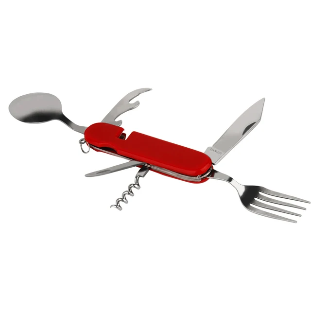 Multifunction Spoon Fork Knife 6 in 1 Folding Camping Tableware Portable Picnic Cutlery Set Travel Dinnerware
