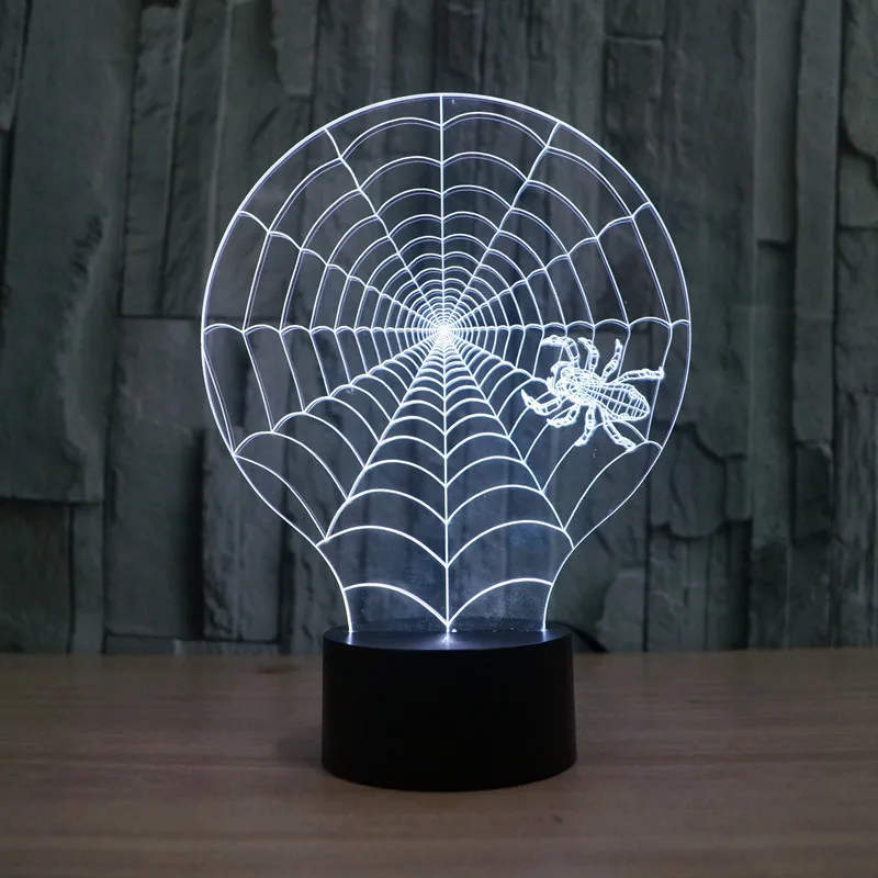 Novelty Luminaria Led 3d Light Spider net colorful touch LED lamp gift atmosphere desk lamp 3d USB 7 color change Table Lamps